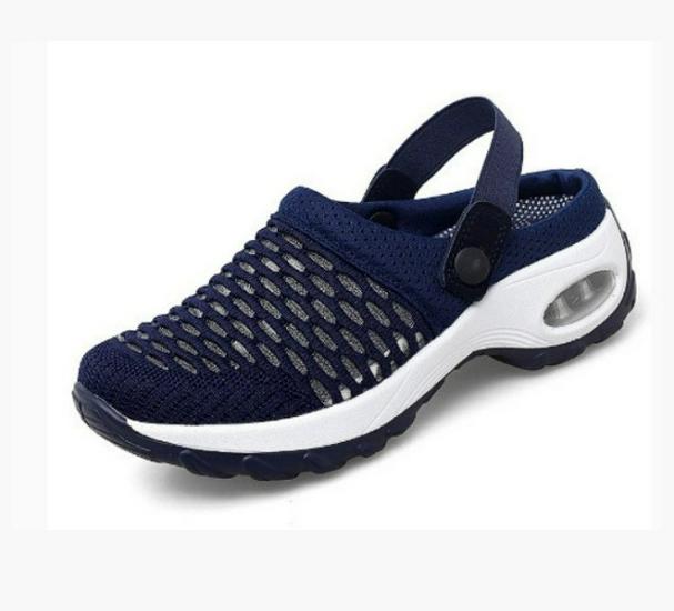 

Women s Summer Mesh Slip-On Mules, Closed Toe, Half-Open Back, Casual No-Heel Shoes, Plus Size 43 41 синий