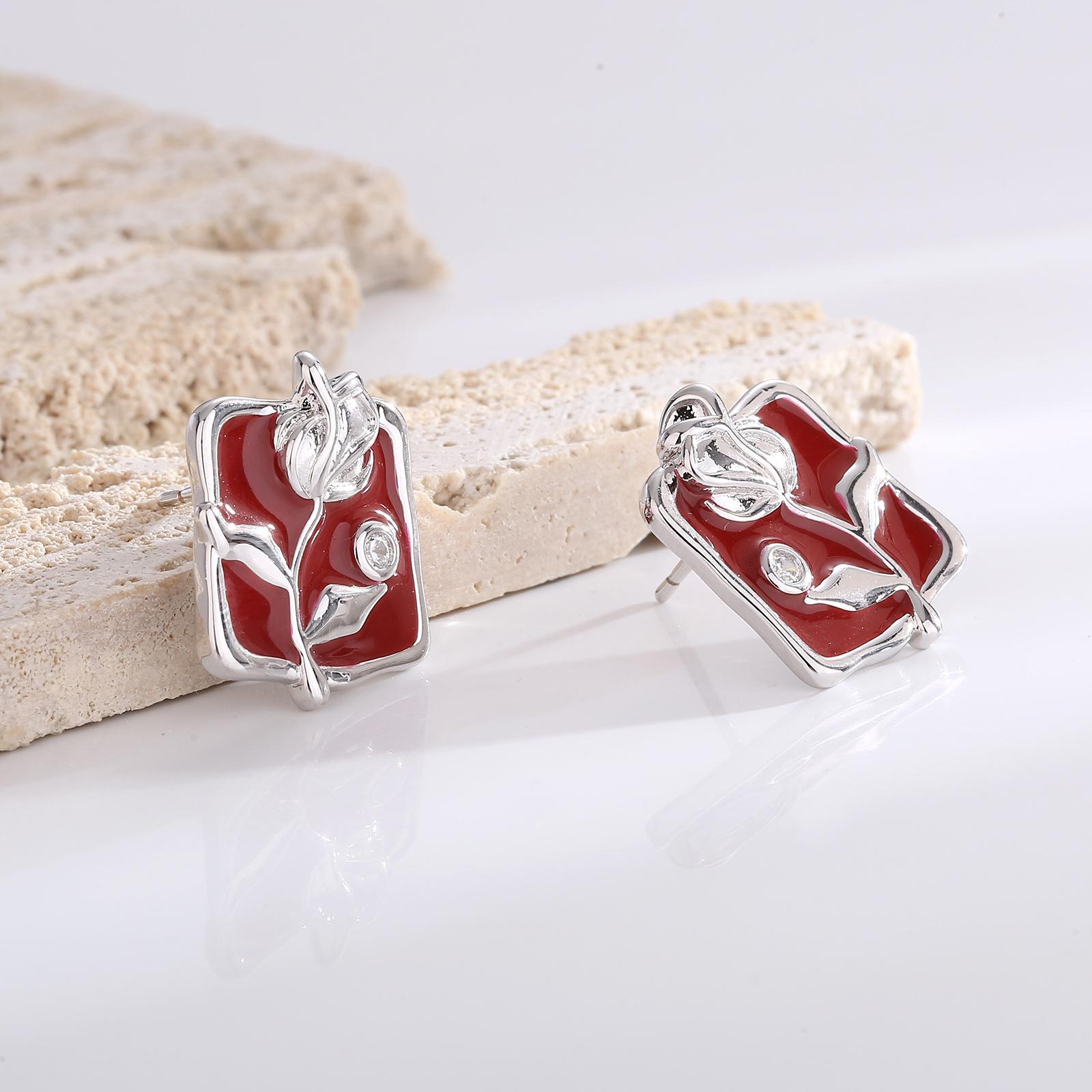 

Серьги-гвоздики в стиле ретро с розами простые, нишевые, высокого класса, средневековые серьги, серьги, ювелирные изделия, мода