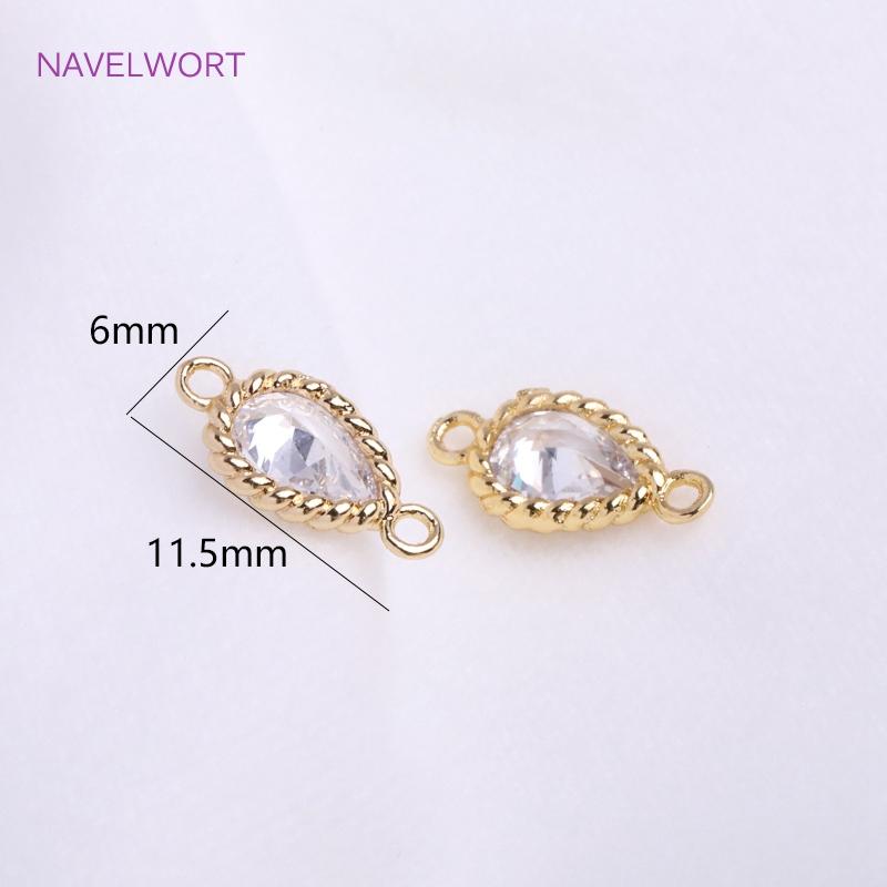 14K Gold Plated Mini Round/Square Connector For Bracelet Necklace Making Fittings,Inlaid Zircon Jewelry Connector Wholesale