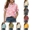 Kids Short Sleeve Polo Shirt Animal Print Casual Tee Button Down Collar Lightweight Summer Top for Boys Girls