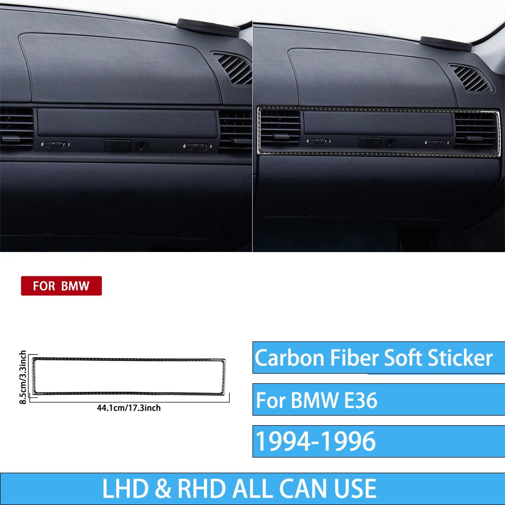 Real Carbon Fiber Car Accessories Passenger Dashboard Air Vent Trim Cover Soft Sticker For BMW E36 3 Series/M3 1994 1995 1996