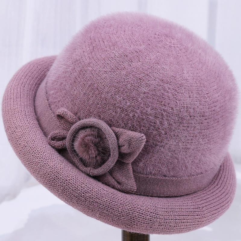 Winter Middle-aged and Elderly Women's Hats, Fleece-lined and Thickened, Warm Mom Beret, Versatile Elderly Grandma Cotton Hat