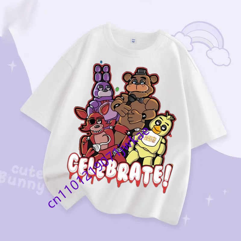 FNAF Prodyšná trička Děti Pět nocí u Freddyho Roztomilý krátký top Kluci Dívky Letní módní tričko Dětské oblečení