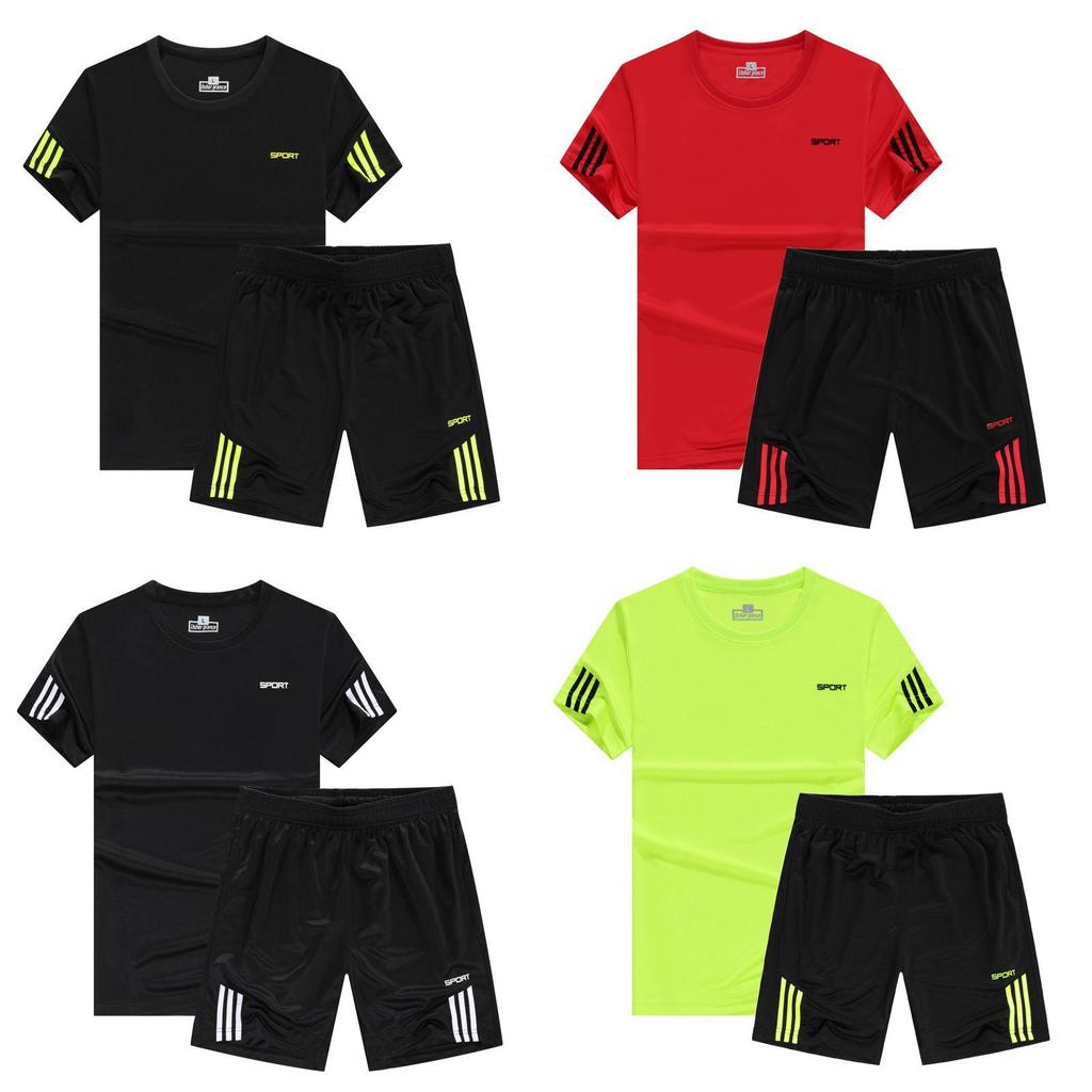 Stylish Quick-drying Men Women Sports Suit With Breathable T-shirt And Shorts Set