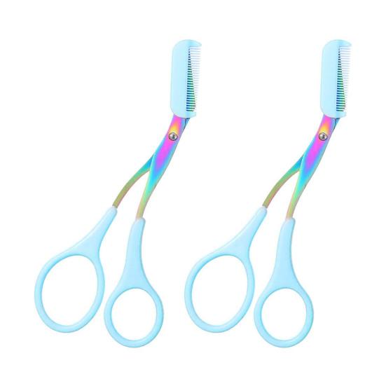 1/2/3Pcs Eyebrow Trimming Scissors with Comb Stainless Steel Non-Slip Precision Eyebrow Trimmer Men Women Brow Hair Removal Grooming Tool