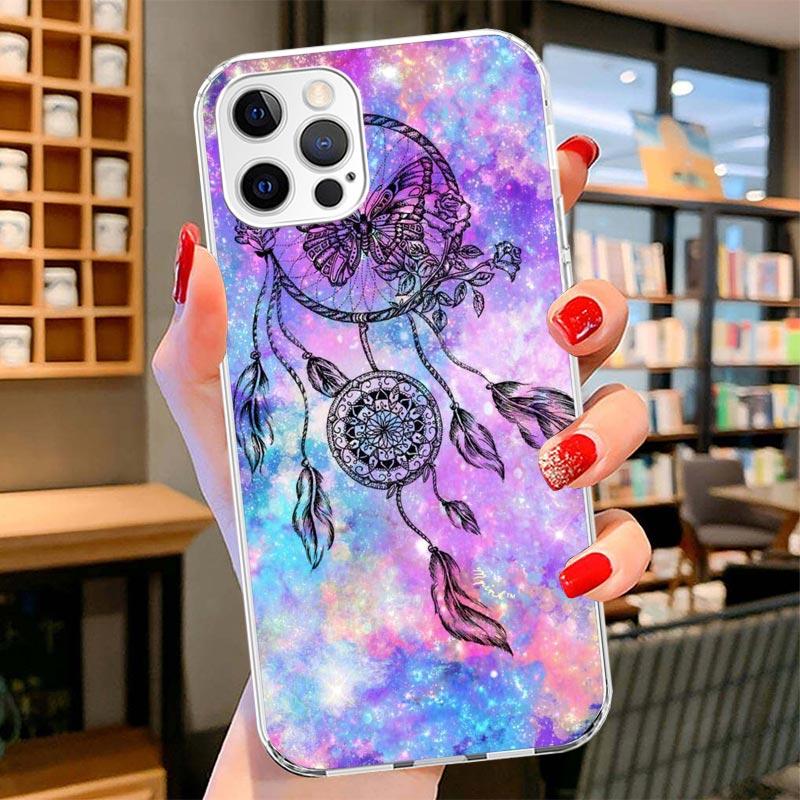 Retro Feather Dreamcatcher Cover Phone Case For iPhone 16 17 Air 15 14 Pro Max 16E Phone Case 13 Mini 12 11 7 SE 8 Print Pattern