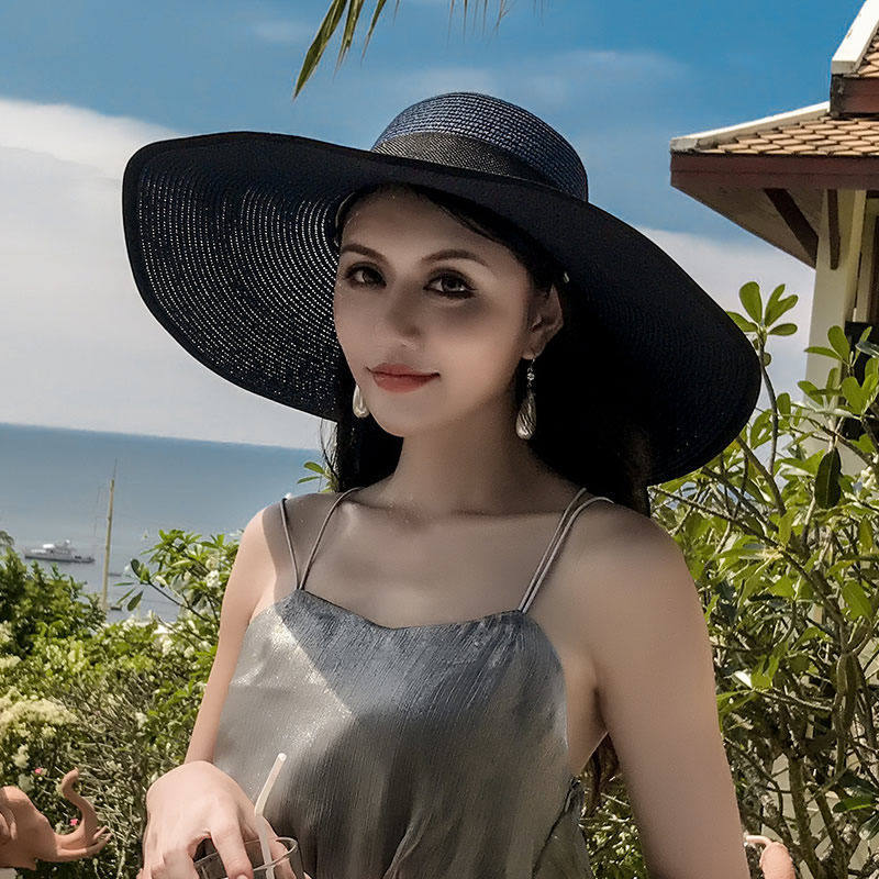 Straw hat beach big brim hat sun hat small fresh trendy girl versatile face cover sun hat