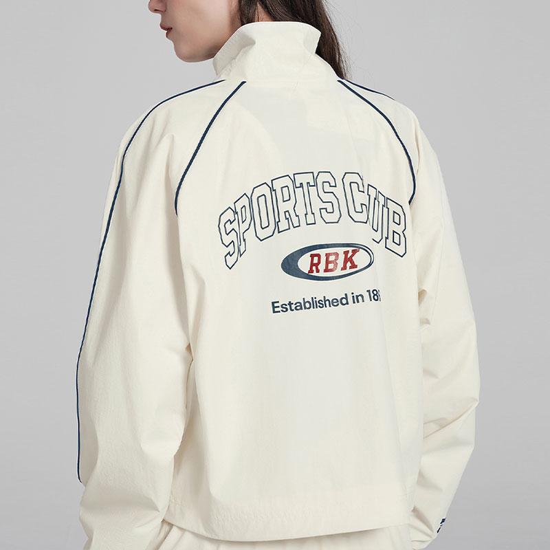 Reebok Color Block Striped Sports Stand Collar Zip Jacket Women Jackets Off-White 24SRC104WGW1