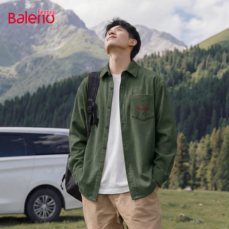 Baleno Men's Corduroy Casual Long Sleeve Shirt Jacket
