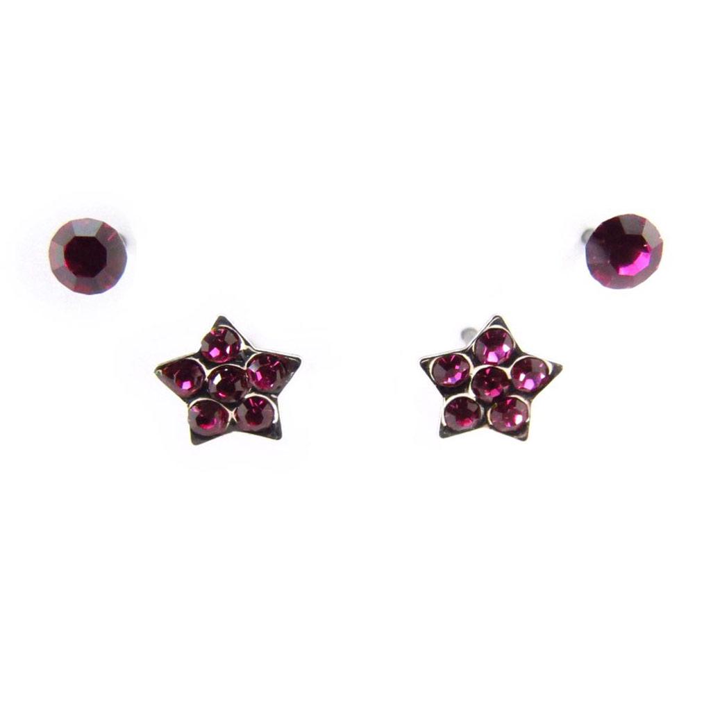 Les Trésors De Lily [J6250] - 2 Pairs of Pink 'Sissi' Earrings