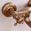 Baterie de baie retro din cupru, robinet de baie montat pe perete, robinet pentru cada cu apă caldă și rece cu mâner dublu