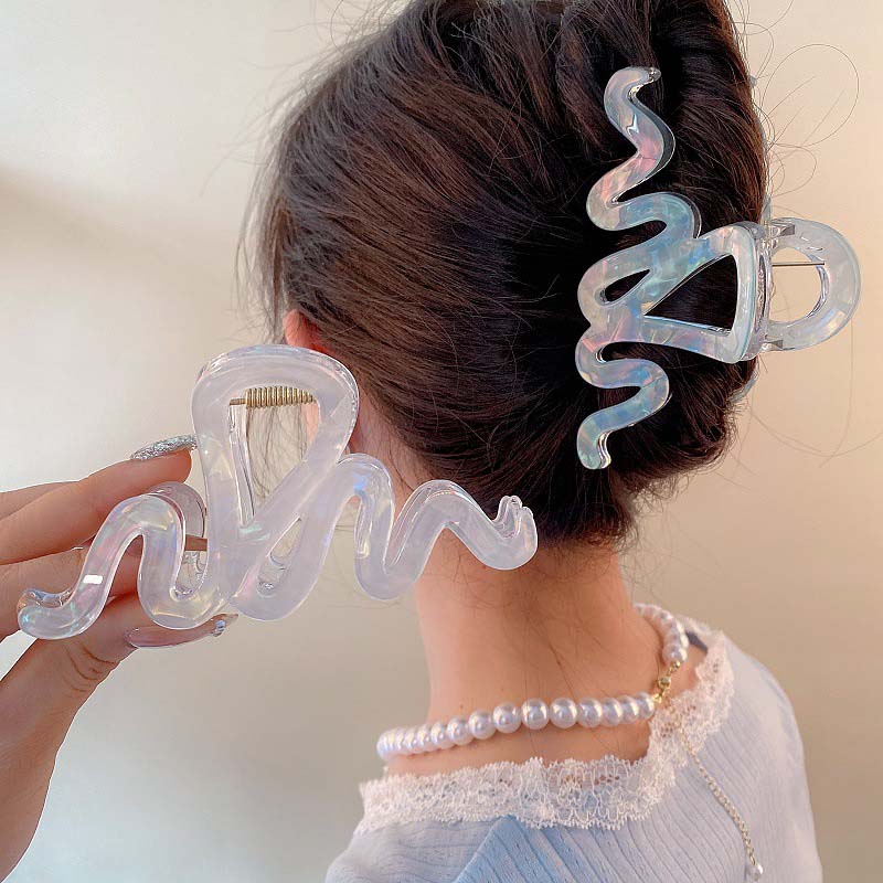 Pinces à cheveux ondulées en acétate de couleur gelée tendance pour femmes coréennes colorées grandes géométriques accessoires pour cheveux