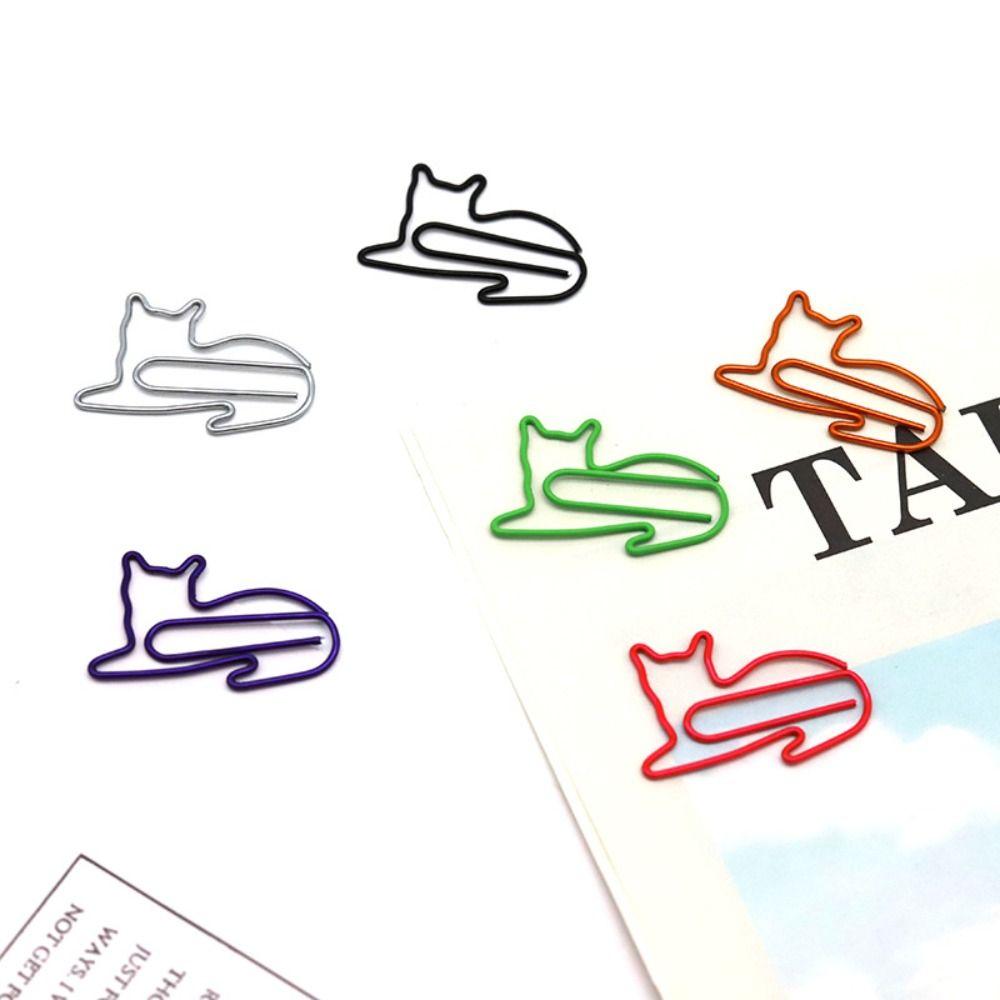 20/30PCS Animal Bookmark Metal Paper Clamps Paper Decorative Cat Shaped Paper Clips  Office/School