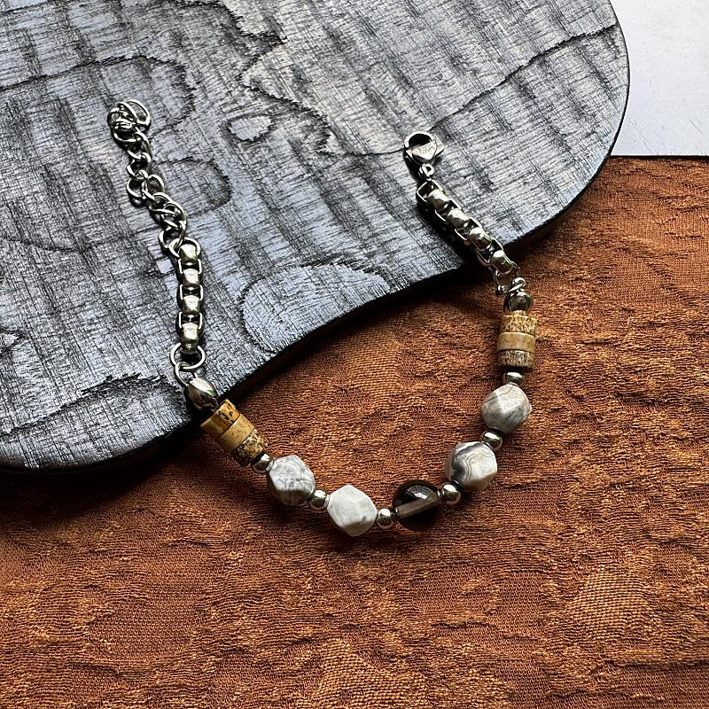 Gaga Natural Stone Men's Retro Bracelet - High-End Versatile Good Luck Accessory for Autumn