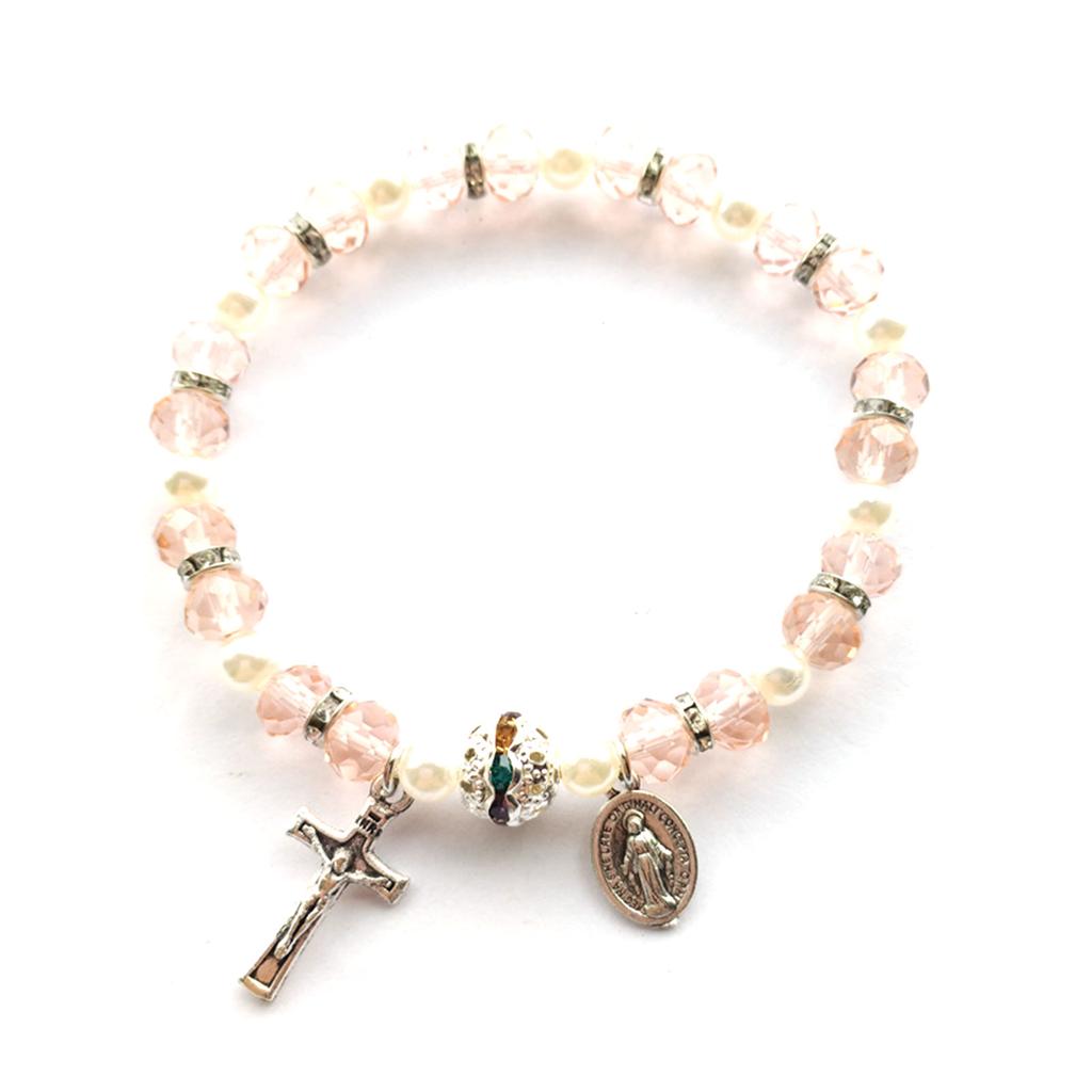 Cross Rosary Bracelet Rosary Style Charm Ornament Decor Present Supplies for Christmas Catholic Decoration Present