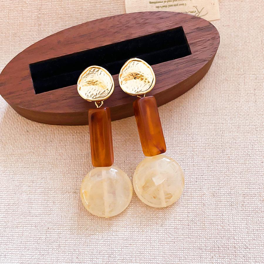 Silver Needle Resin Smudge Contrast Oval Stud Earrings