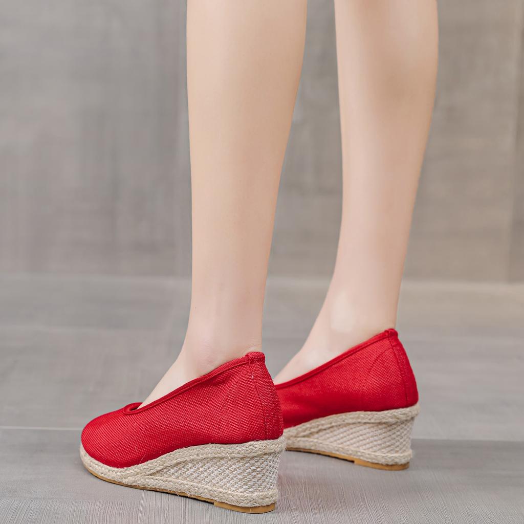 Wedges Woman Spring Summer Espadrilles Women Casual Slip-On Loafers Heeled Shoes Comfort Shallow Pumps Footwear Zapatos Mujer