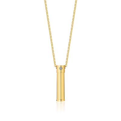 Rockyu Men's Gold Stainless Steel Memorial Necklace, Simple Design, Mirror Finish, Matte Polished, Removable, Perfect for Memorials, Popular