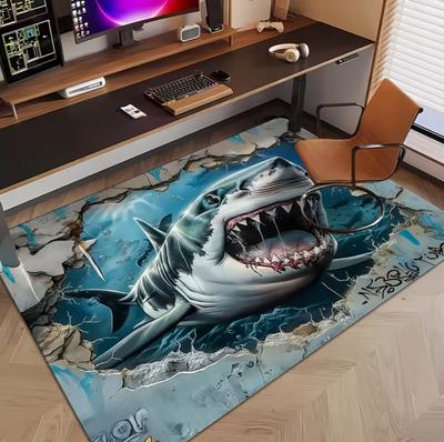 Phantom Pool Hai HD Gedruckter Teppich Küchenbodenmatte Rutschfeste Badezimmermatte für Badezimmer Wohnzimmer Eingang Außenbereich Teppich