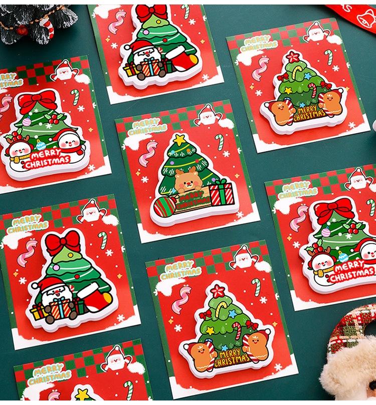 30 Sheets Christmas Tree Shape Sticky Notes Self Adhesive Note Pads Memo Pad Xmas Gift Packing Decorative Labels Stickers