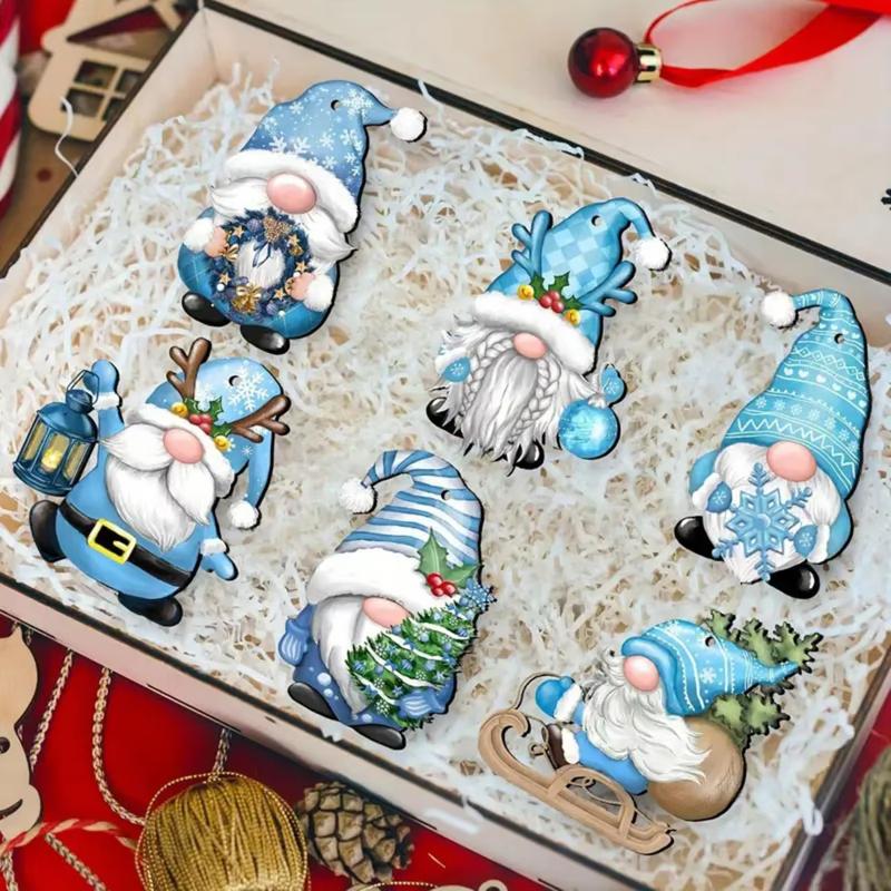 12/24pcs Wooden Christmas and Winter Blue Dwarf Decorations - Perfect for Christmas and Outdoor Holiday Parties