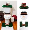Christmas Themed Santa Claus Snowman Pattern Toilet Cover Three Piece Set For Holiday Bathroom Decor