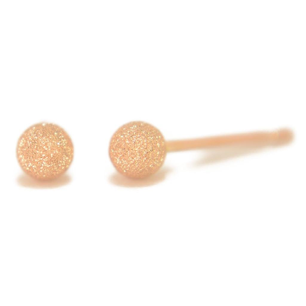 Gold K18PG Pink Gold Flash Ball Earrings 3mm 1 Pair for Both Ears Flash Ball Stardust Pink Gold Nickel Free Simple Present Gift yokomountain [18K