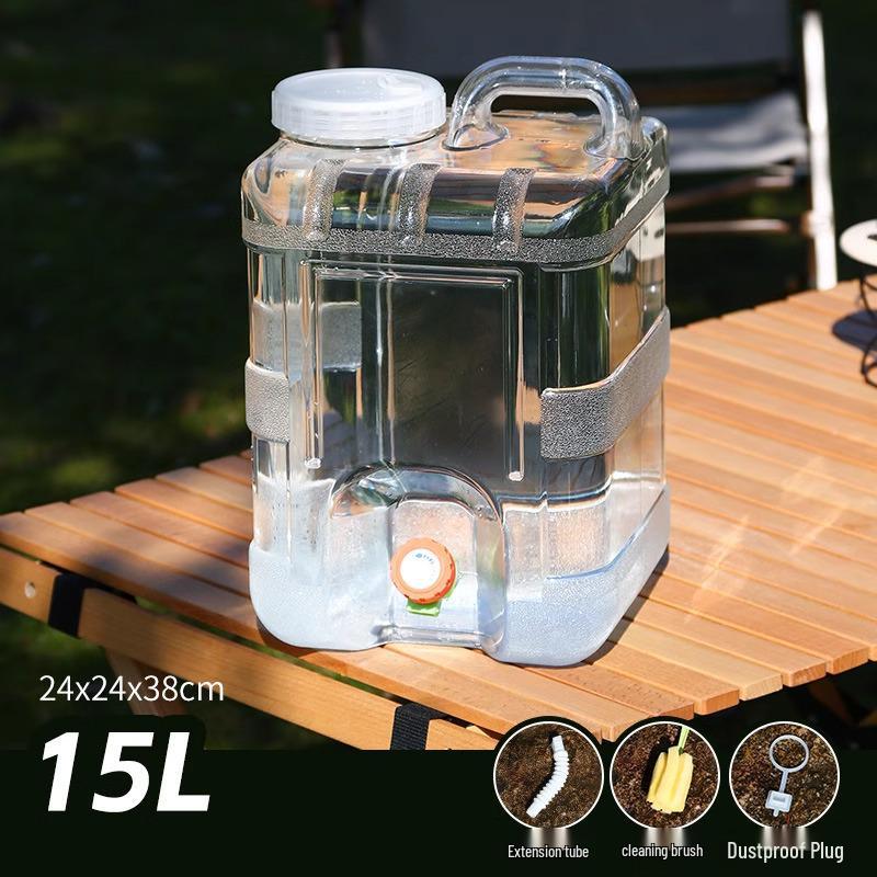 Großer transparenter Outdoor-Wassertank mit Hahn für Auto Reisen und Selbstfahrertouren.
