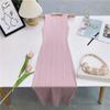 Sleeveless Knitted Pit Stripe Vest Dress Solid Round Collar High Waist Women's Dress Casual Commuting Long Dresses C-312