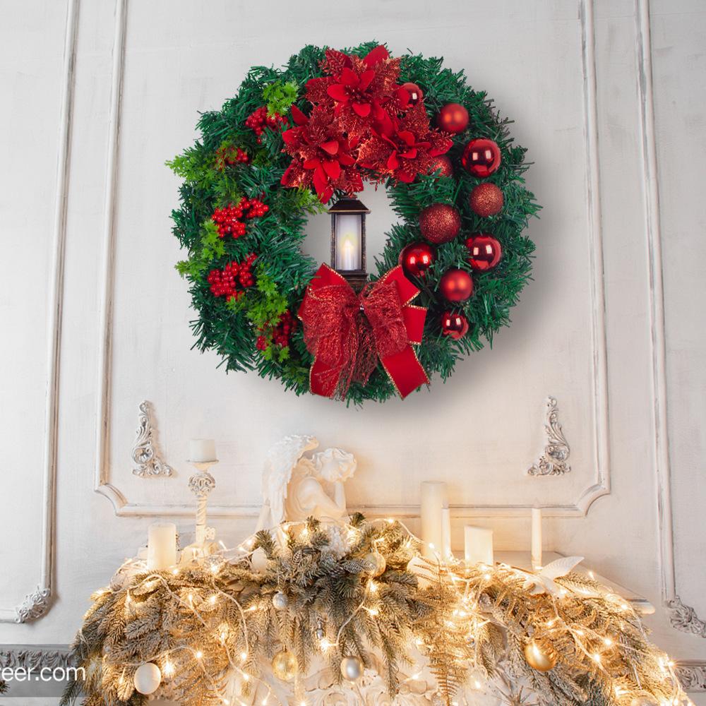 Christmas Ornament Pendant Door Hanging 40Cm Holy Christmas Wreath Pendant With Light