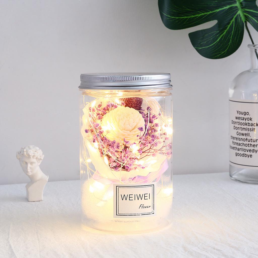 

Eternal Flower Light Little Night Lamp Jar Dried Gypsophila Romantic Valentine s Day Gifts Home Desk Decoration Christmas Birthday Present Purple#0