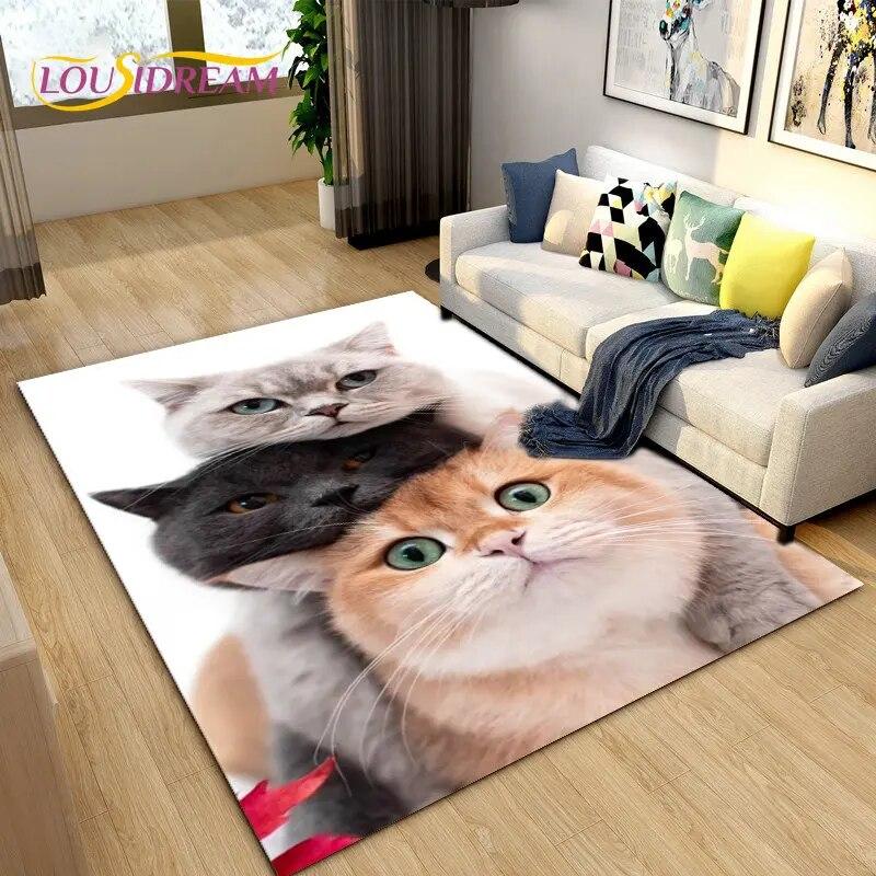 3D Cartoon Cute Cat Area Koberec,Koberec pro domácí obývací pokoj Dětská ložnice Sofa Rohožka Dekor,Kuchyňská protiskluzová podložka na podlahu