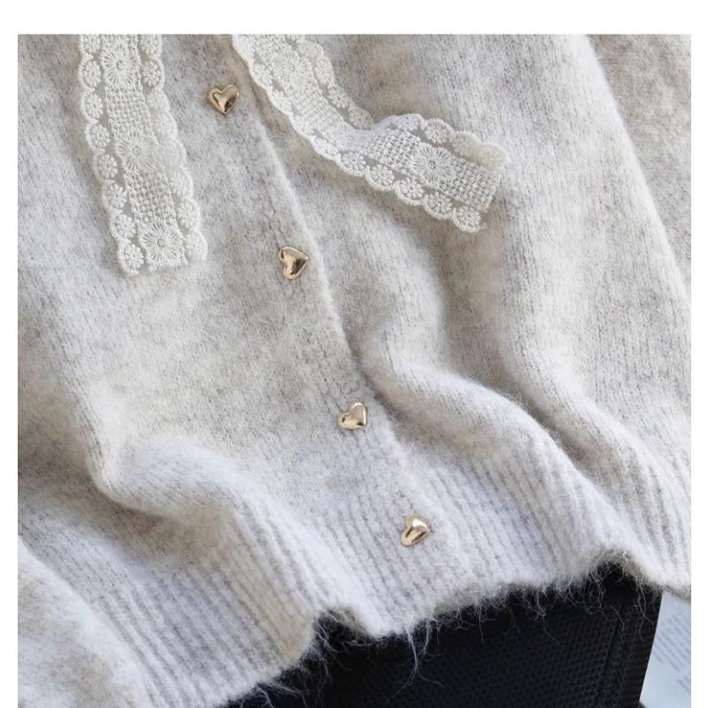 Butterfly bow ribbon women's cardigan Round neck solid color women's knitted sweater Woman long sleeved Korean style casual warm top