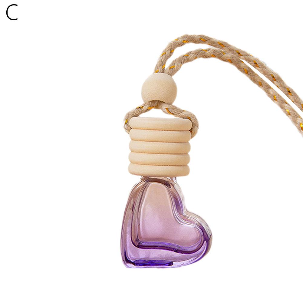 Car Interior Hanging Decor Heart Shaped Aromatherapy Bottle 6ml Essential Oil Diffuser Fragrance Air Freshener Car Accessories
