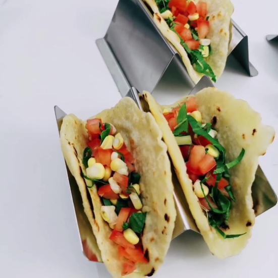Stainless Steel Taco Holder Tortilla Serving Rack Reusable Taco Plates Burrito Rack for Kitchen Restaurant