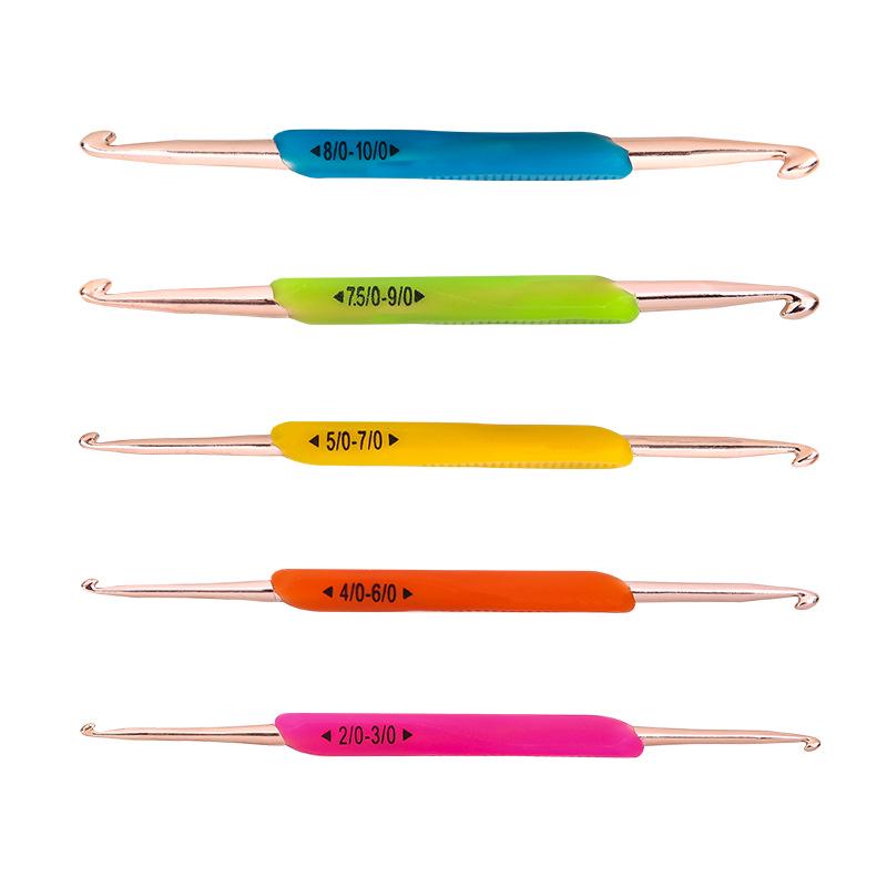 TPR Soft Rubber Double-Ended Crochet Hook Set, 5-Piece DIY Yarn Knitting Tool for Home Crafts