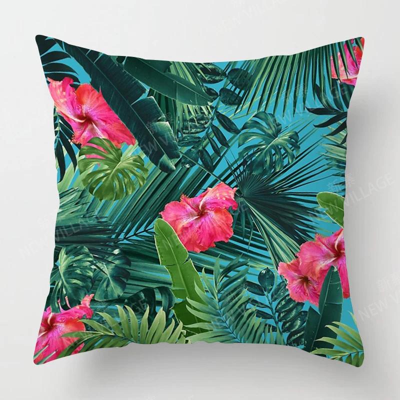 Nordic Fall Home Decor Autumn Throw Pillow Case Sofa Cushion Cover Modern 45X45Cm 45*45 50X50 60X60Cm 40*40Cm Leaf Plant Green