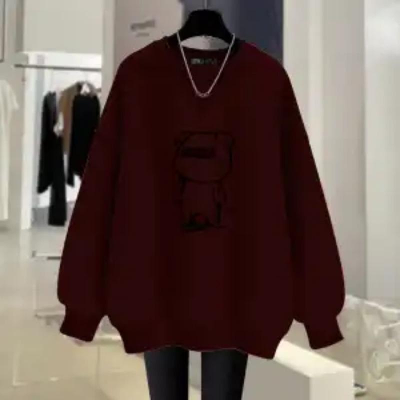 Women Spring and Autumn New O-Neck Pullover Fashion Printing Sweatshirts Casual Loose Versatile Long Sleeve Medium Length Tops