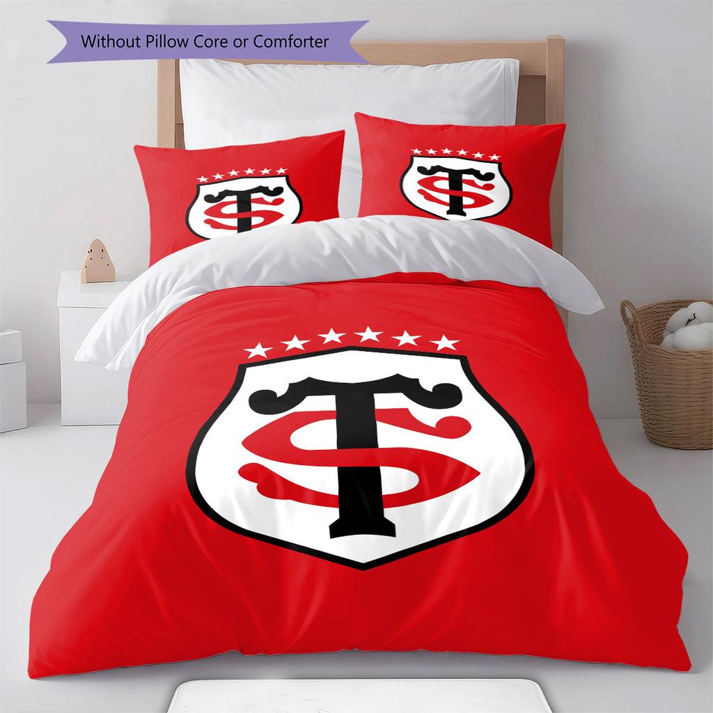 Stade Toulousain Pattern Bedding,Quilt Set Quilt Cover Pillowcase Home Birthday Gift(1 * Duvet Cover + 2 * Pillowcase, Without Core)