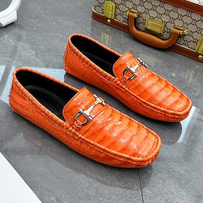 Klasik Moda Turuncu Erkek Günlük Loafer'lar Beden 38-48 Nefes Alabilen Simli Deri Ayakkabılar Erkek Slip-on Sürüş Ayakkabıları Mocassins Hommes