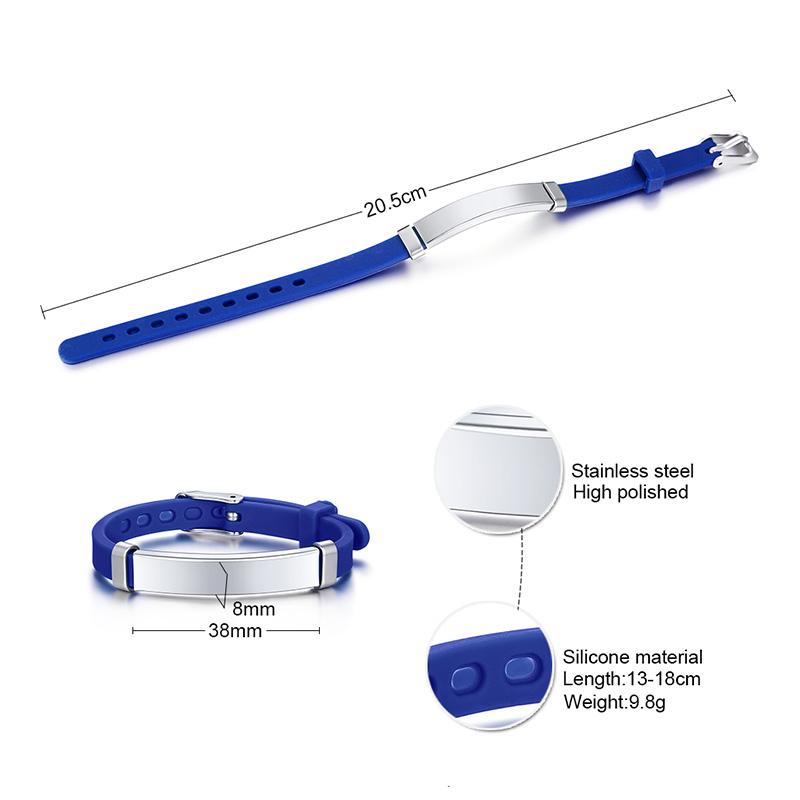Braccialetto ID in Silicone di Sicurezza per Bambine Bambini, Braccialetto Personalizzato con Nome in Gomma
