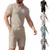 Traje Deportivo Casual para Hombre Verano Tejido de Punto Manga Corta Pantalones Cortos Traje de Dos Piezas Camiseta para Hombre Traje con Solapa