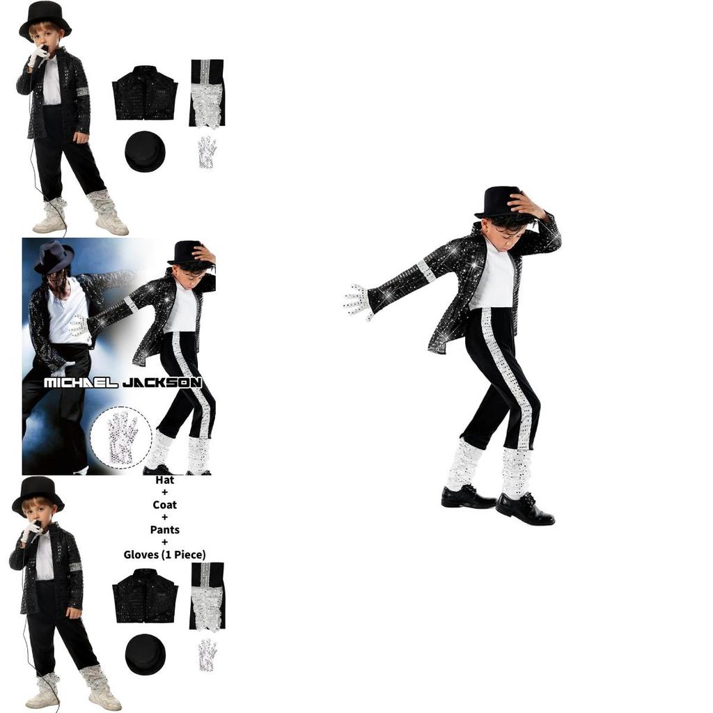 Mj Michael Jackson Cosplay Costume For Kids With Print For Stage Dance Performance