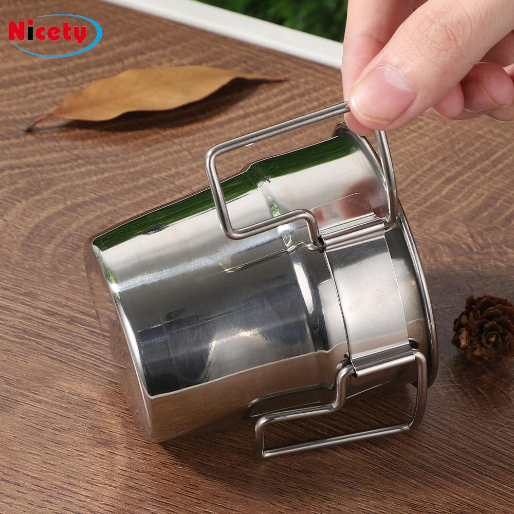 Outdoor 201 stainless steel folding mouth cup 4 piece set camping cup set water cup drinking utensils camping cup