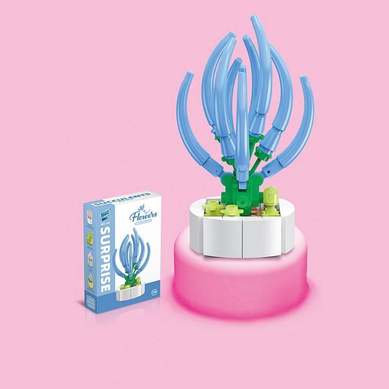 Small Children Puzzle Particle Building Block Flower Flexing Potted Model Toy