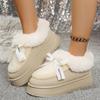 Winter Shallow Mouth Warm Non-slip Large Size Walking Shoes Fashionable New Round-toe Suede Bow Sexy Casual Snow Boots for Women