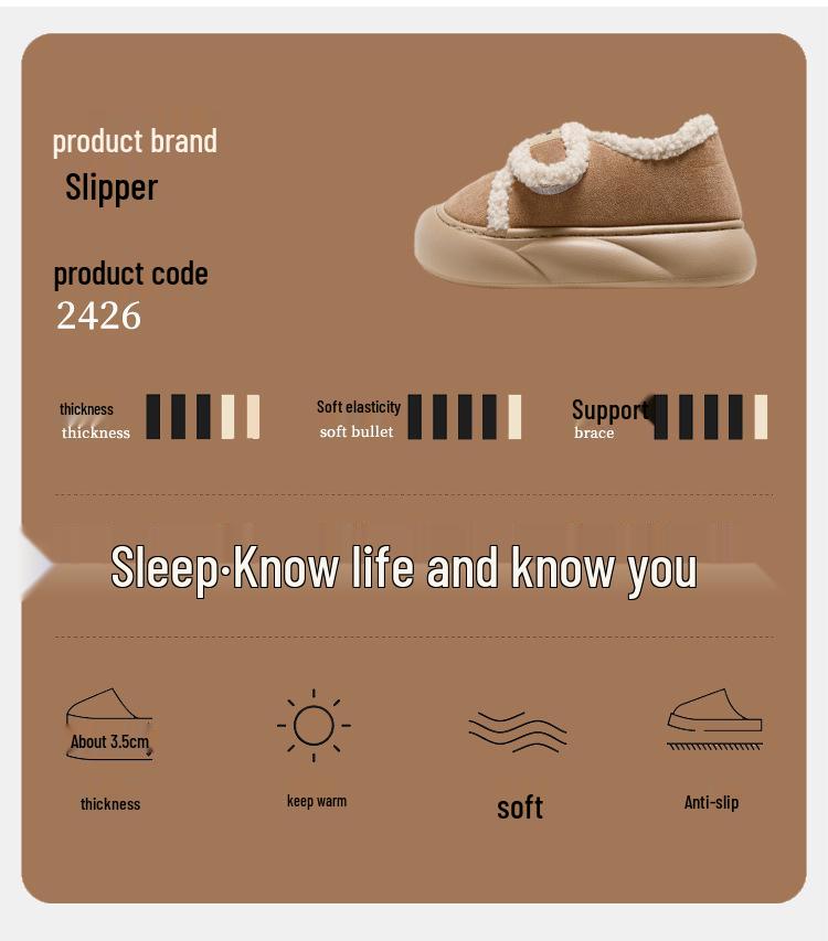 Women's 2025 Indoor/Outdoor Plush Winter Slippers: Thick-Soled, Warm Cotton, Closed-Heel.