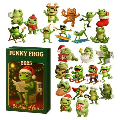 Mignon Amusant Figurine Grenouille Acrylique Plate 2D Ornement Grenouille de Noël Calendrier de l'Avent Grenouille Dessinée Cadeaux de Noël Calendrier de Compte à Rebours