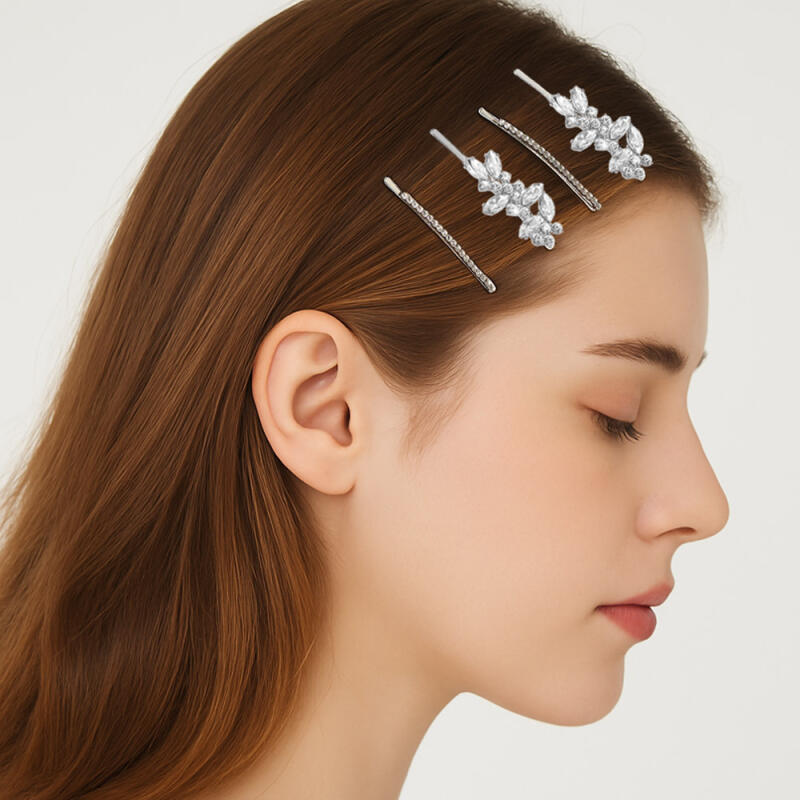Plian Cubic Flower Hairpin Side Hair Point Pin A274 2-piece set