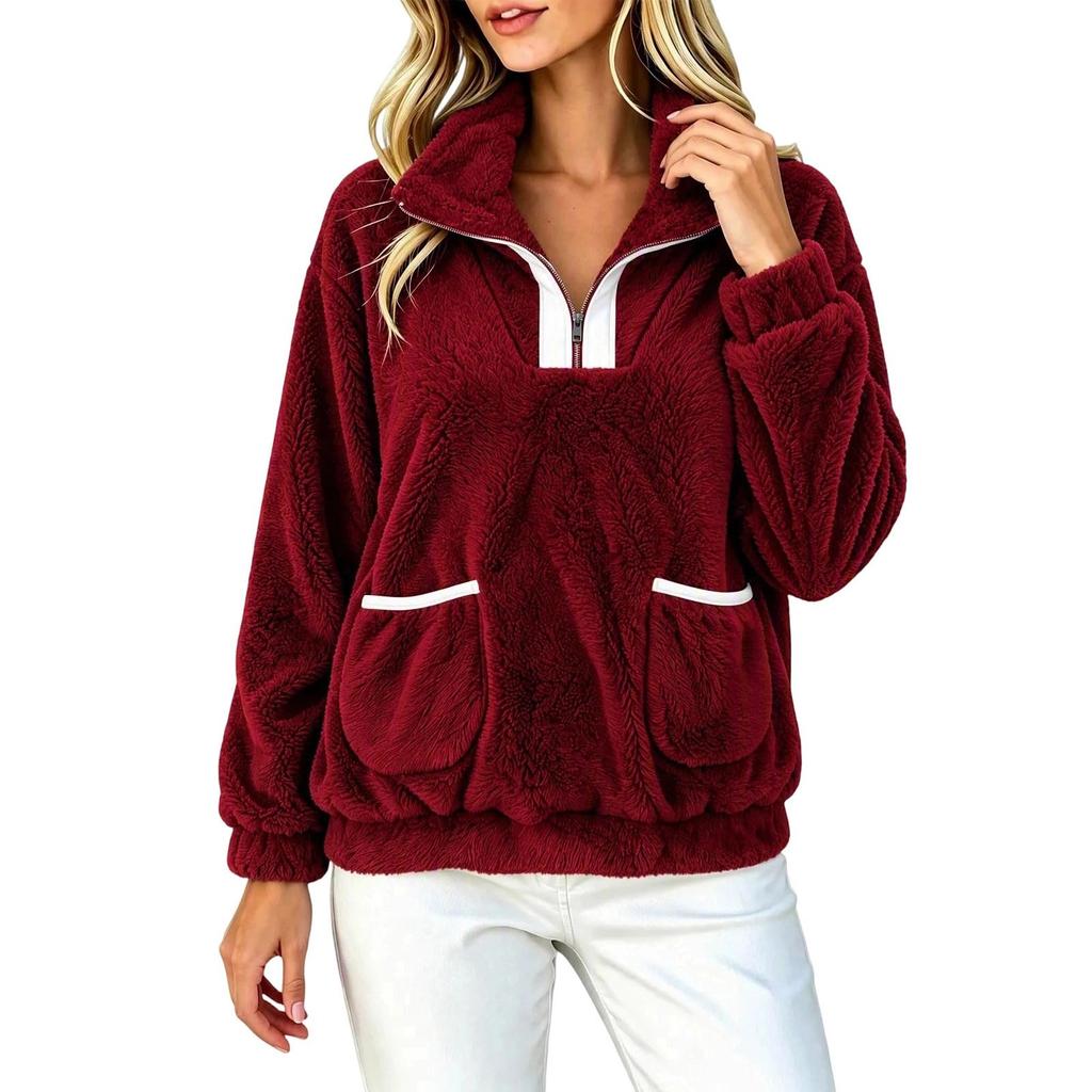 Women's Casual Half-Zip Pullover Sweatshirt for Fall, Winter and Everyday Wear